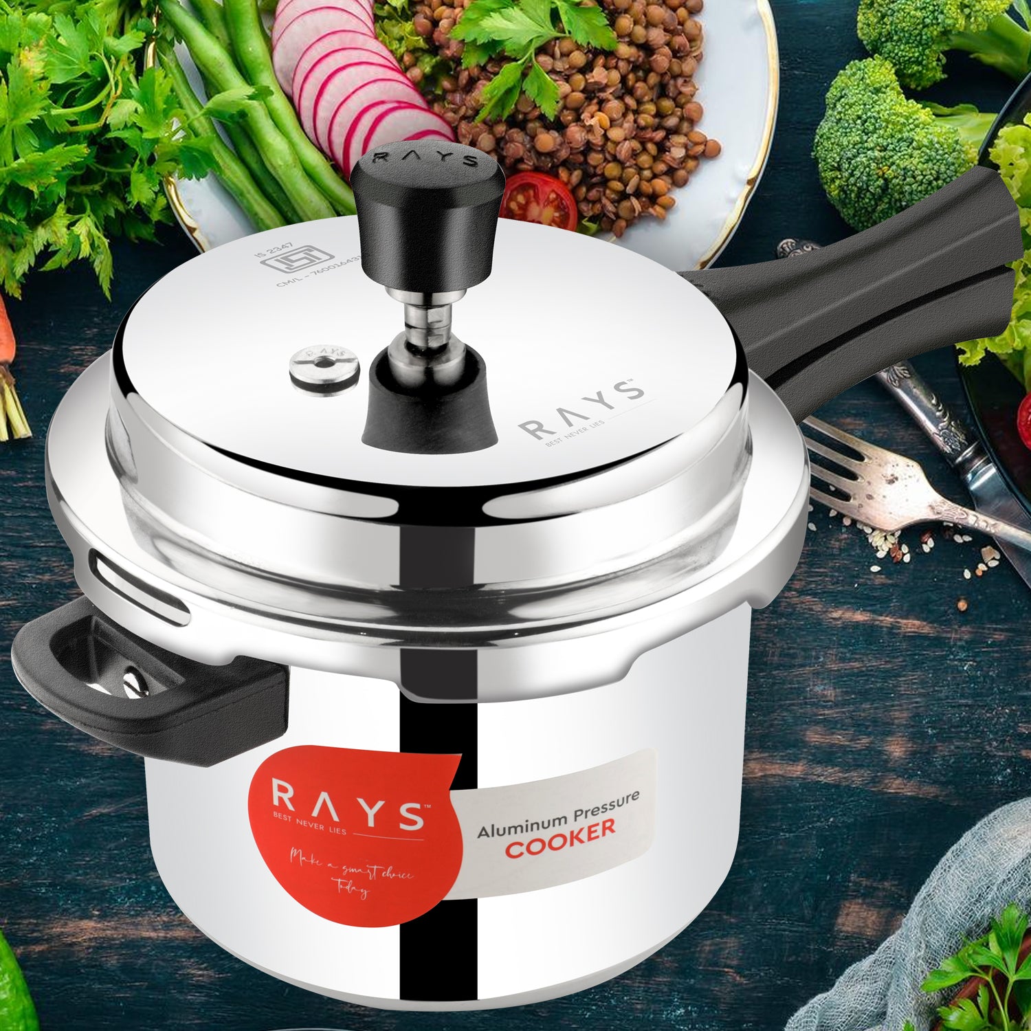 Aluminium Rays Aura Pressure Cookers With Outer Lid (5.5 Litres) - Springkart 