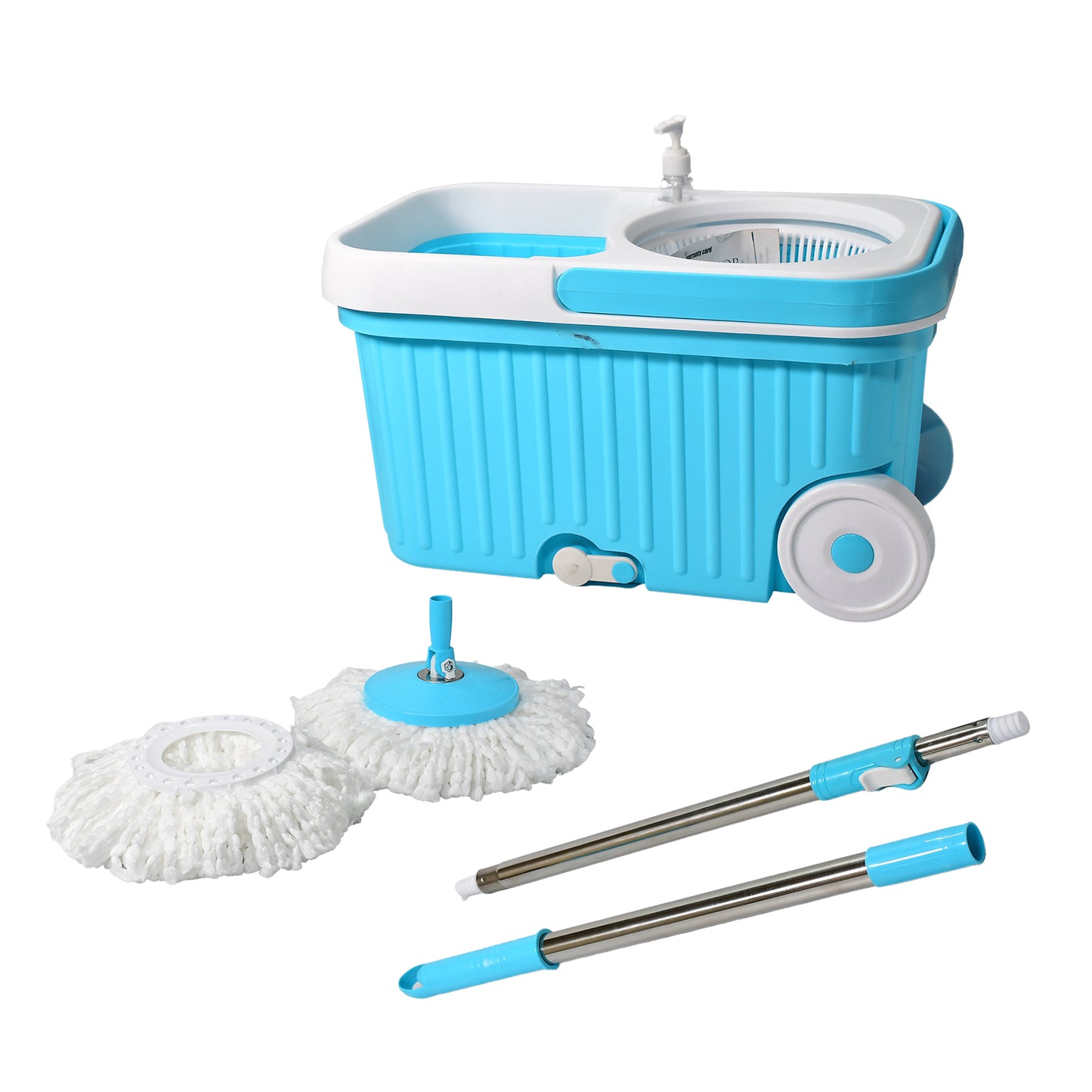 8712 Sporty Plastic Spin Mop With Bigger Wheels And Plastic Auto Fold Handle For 360 Degree Cleaning. - Springkart 