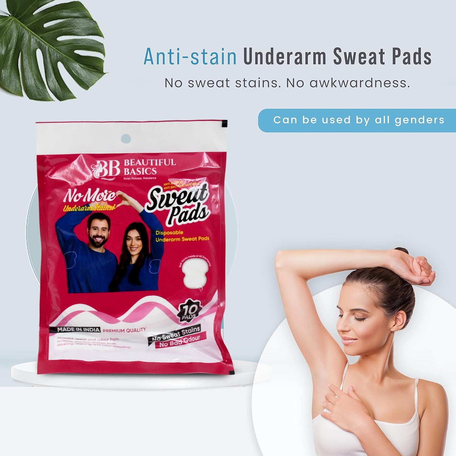 Beautiful Basics Underarms Sweat Pads Disposable (Pkts 6x 60 Pcs Set) - Springkart 