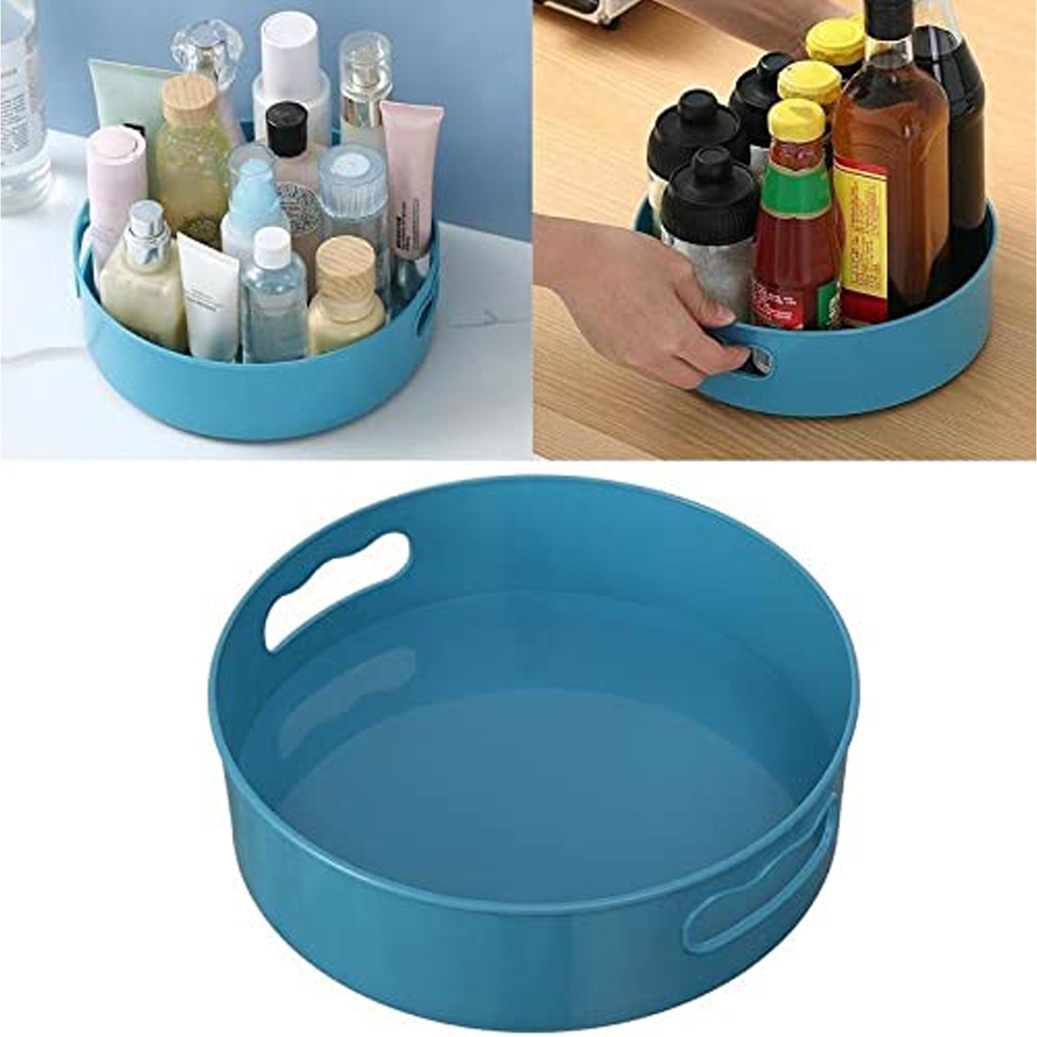 360° Rotating Kitchen Organizer Trolley for Storage - Turntable Tray with Brown Box - Springkart 