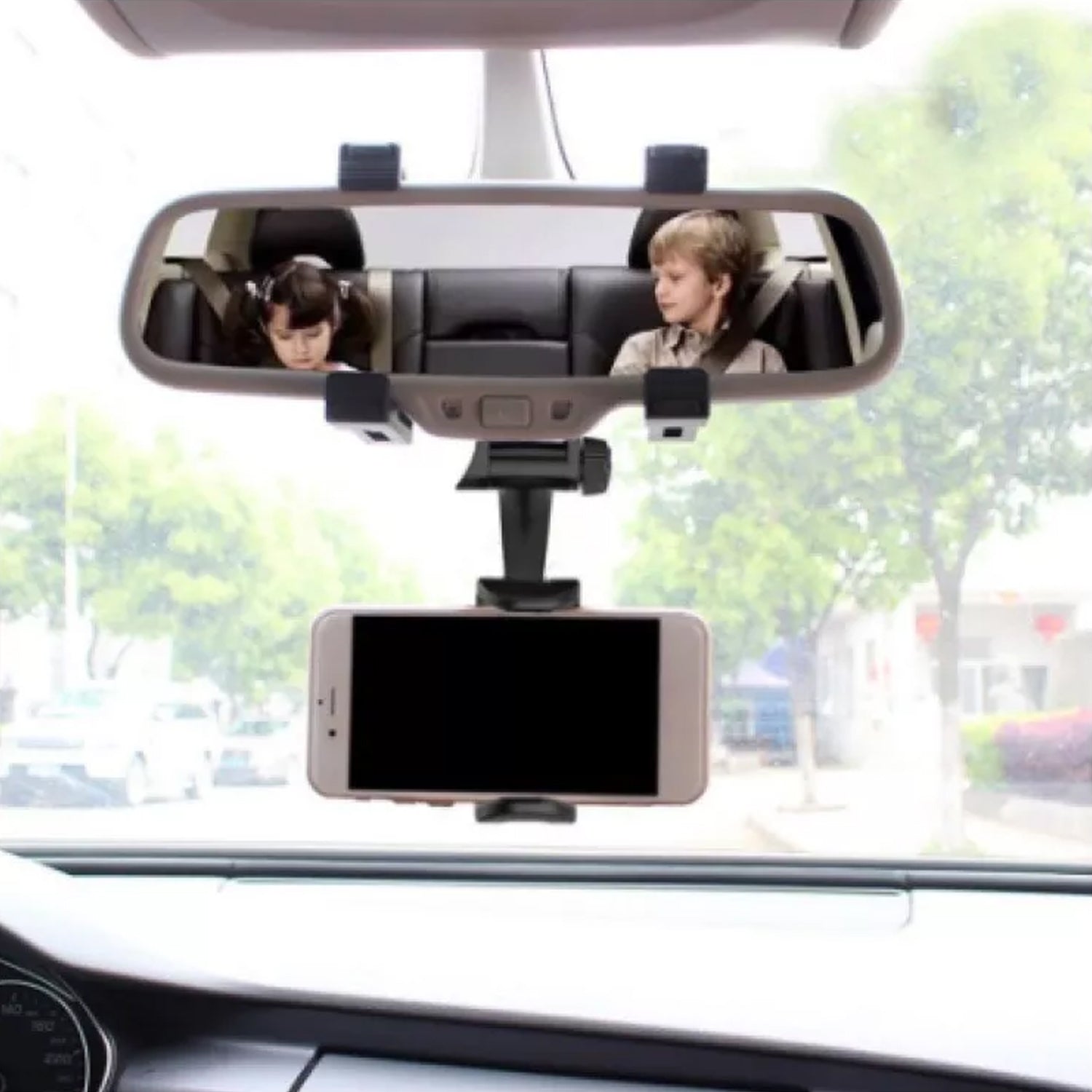 Rear View Mobile Holder Universal Vehicle Rear View Mirror Mobile phone Mount Stand - Springkart 