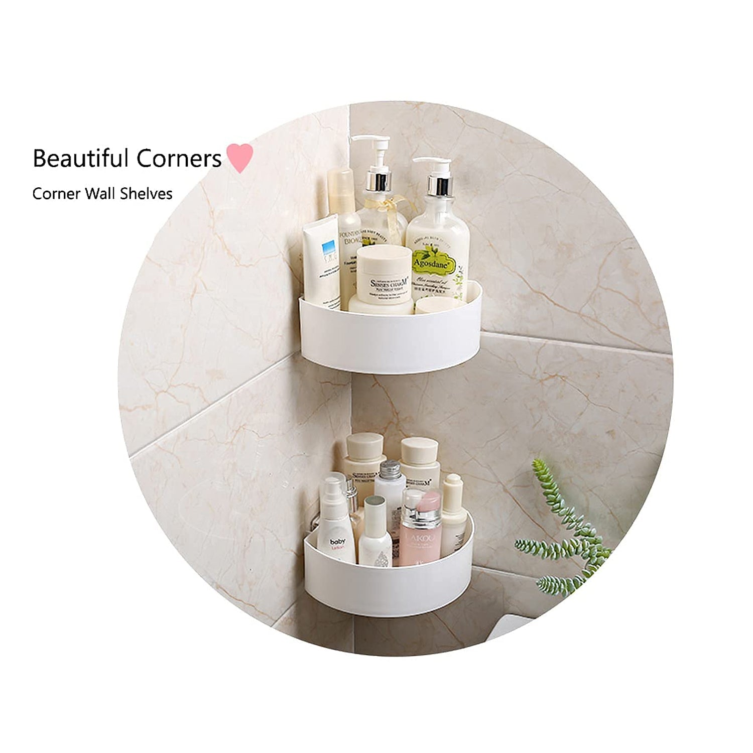 Corner Shelf Bathroom Kitchen Rack Self Adhesive Shower Caddy Plastic Triangle Wall Mount Storage Basket - Springkart 