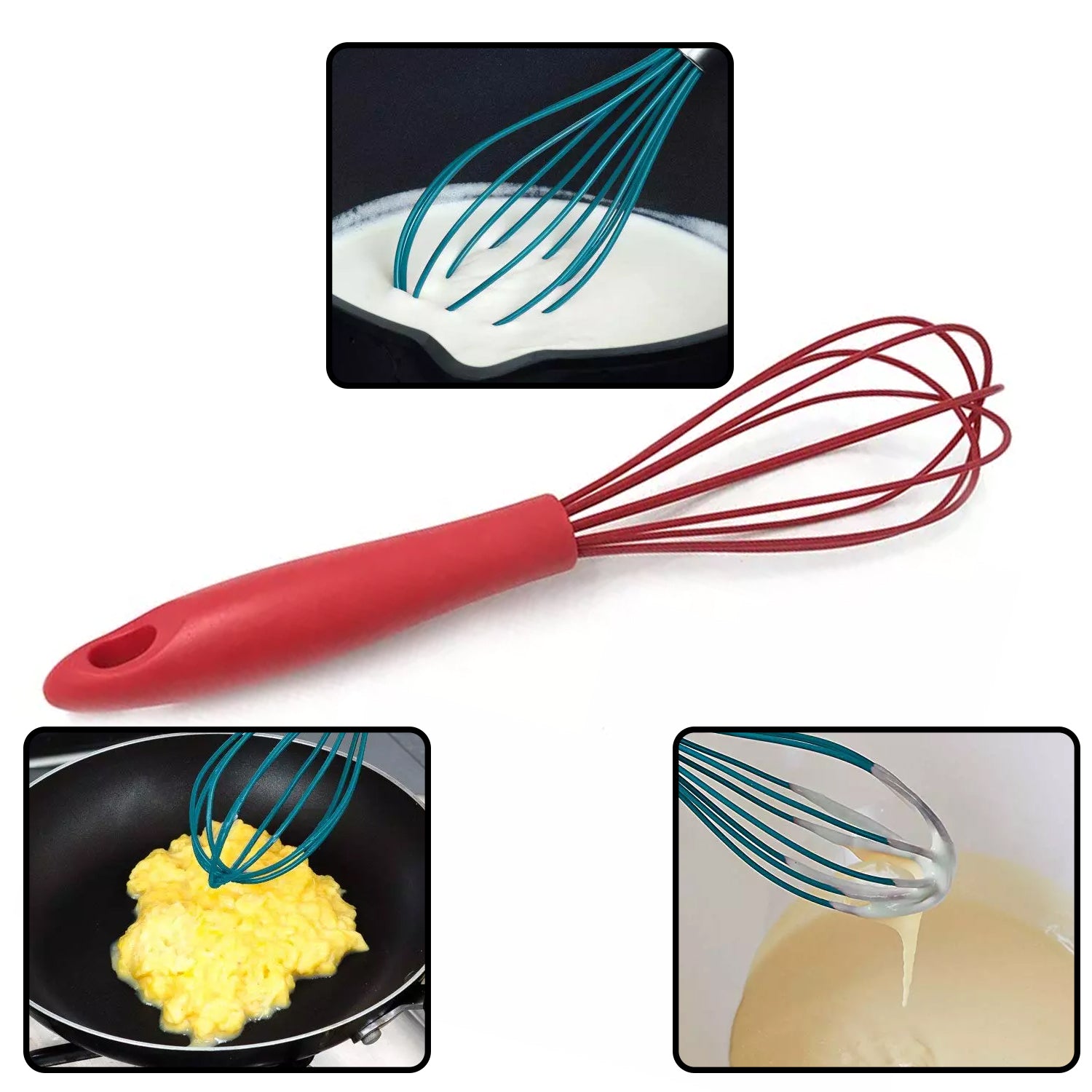 Manual Whisk Mixer Silicone Whisk, Cream Whisk, Flour Mixer, Rotary Egg Mixer, Kitchen Baking Tool. - Springkart 
