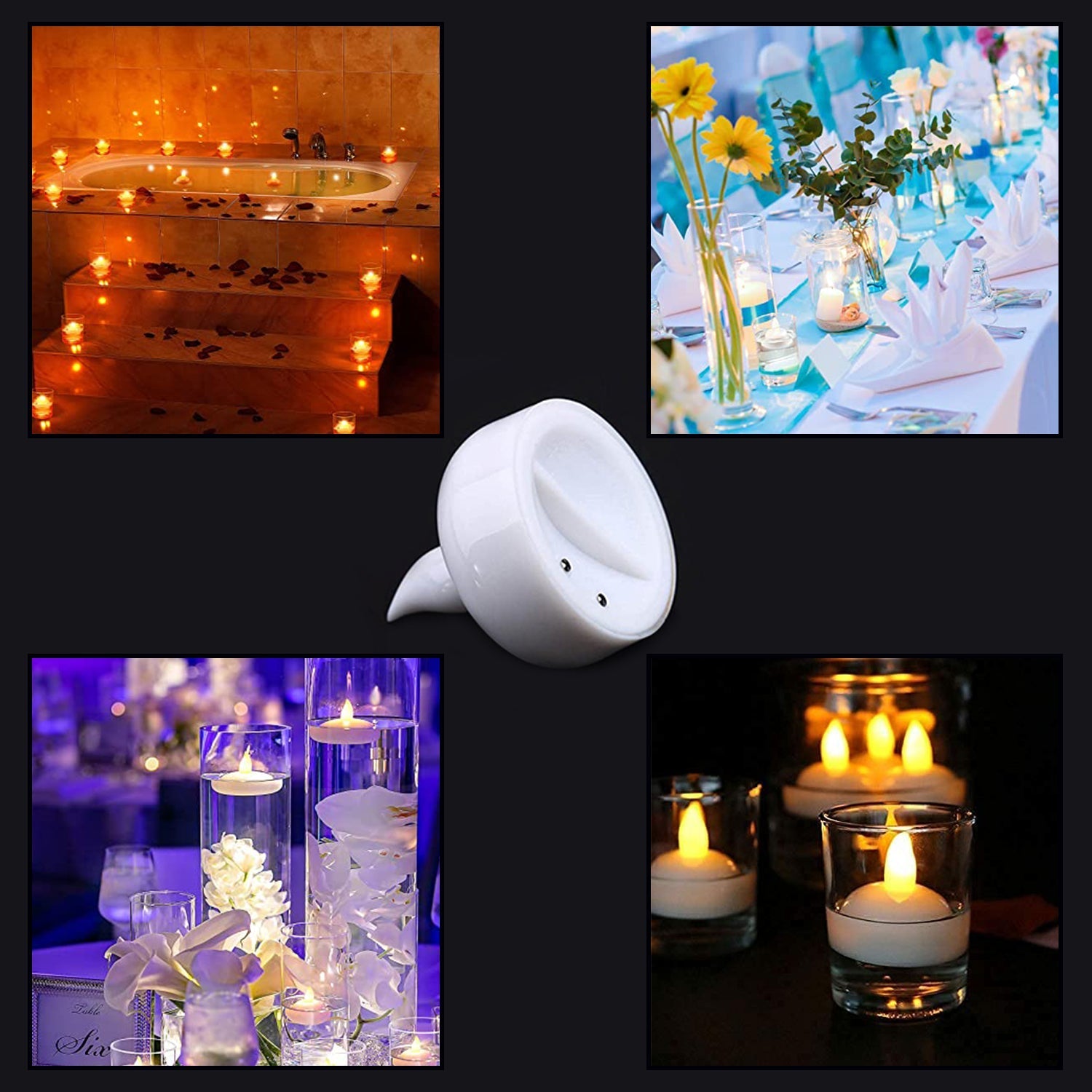 Set of 12 Flameless Floating Candles Battery Operated Tea Lights Tealight Candle - Decorative, Wedding.( Diya , Divo , Diva , Deepak , Jyoti ,) - Springkart 