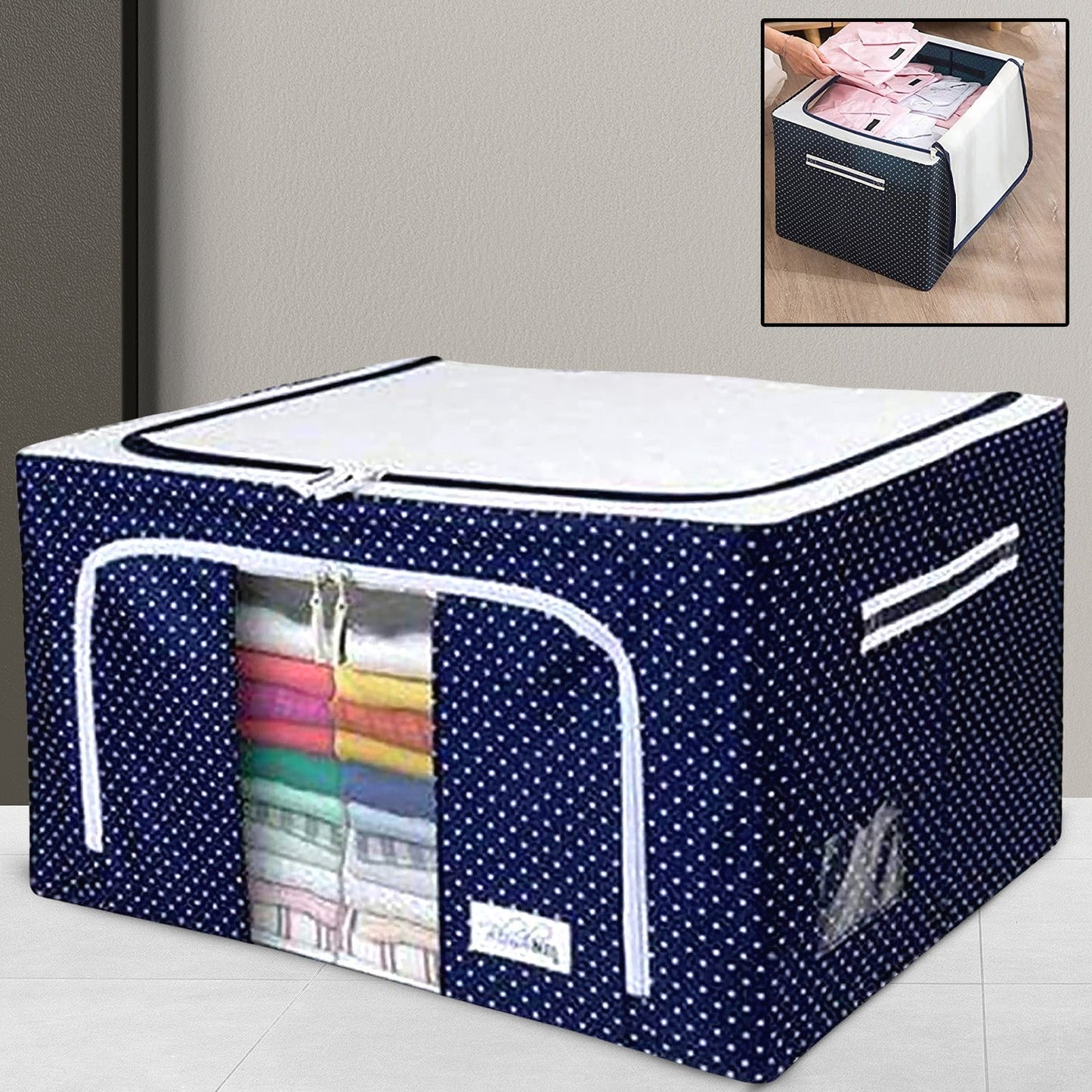 Foldable Steel Frame Clothes Living Storage Organizer Handled Bag - Springkart 