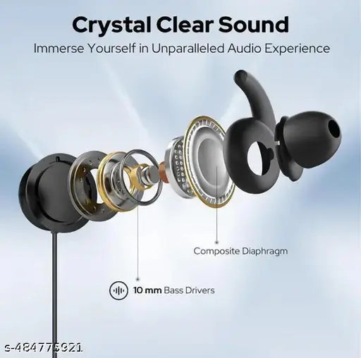 BT 235V3 Black Bluetooth Neckband | Wireless Neckband |  Clear Sound Quality With Powerful Bass 20HR Battery Type C Fast Charge Magnetic Lock | Premium Metal Look & Clear Mic Sound | Bluetooth Headphones | | Best Sound Neckband | Best Neckband | High Bass