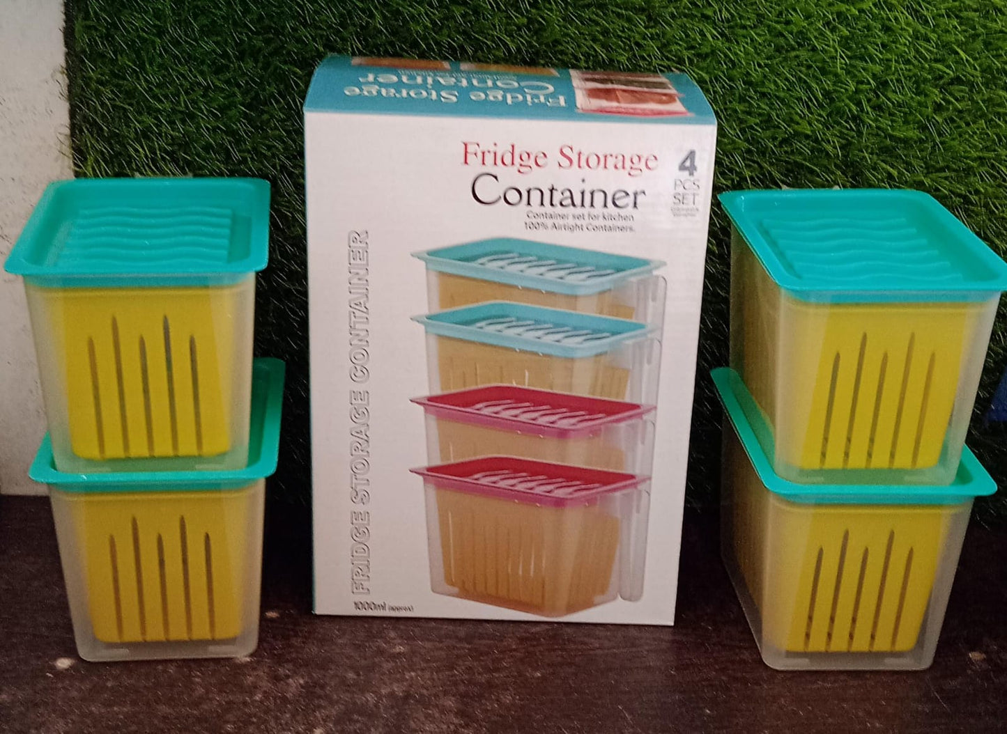Fridge Storage Containers with Handle Plastic Storage Container for Kitchen(4 Pcs Set) - Springkart 