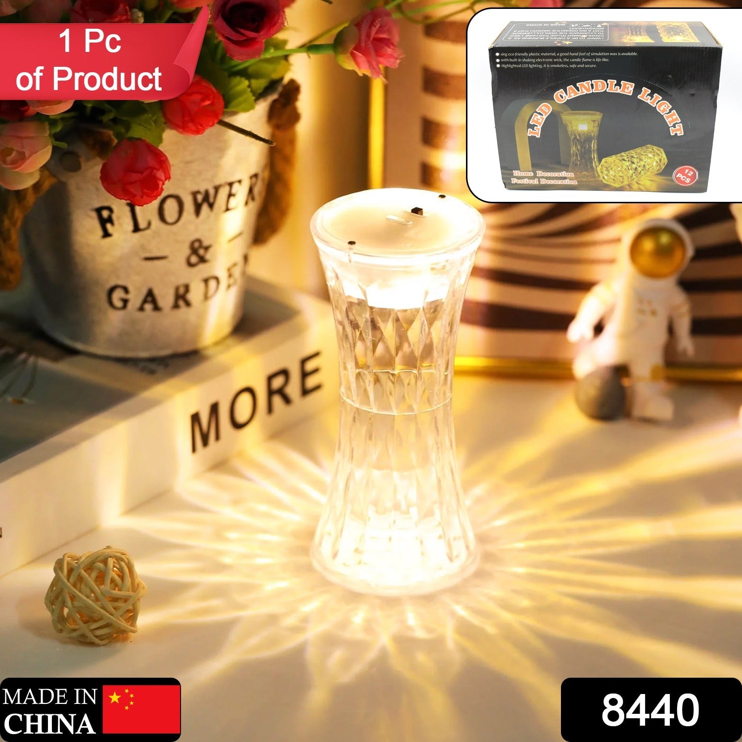 Crystal Lamp, Universal Night Light, Soft Lighting, Eye Protection for Nursery, Study, Bedroom Transparent Crystal Table Soft Lighting Multipurpose for Hotel for Office for Children's Room (12Pc MOQ) - Springkart 