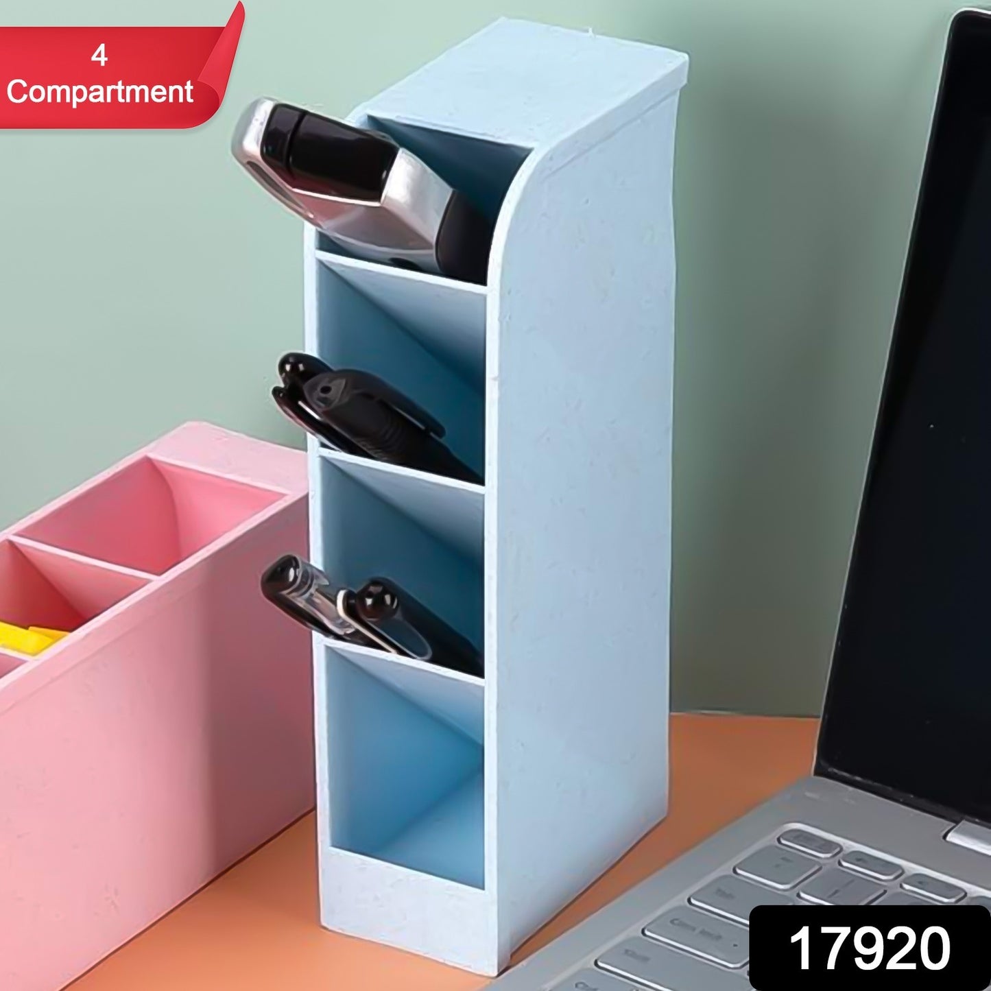 Multipurpose 4 Compartment Pen Holder Office Desktop (1 Pc) - Springkart 