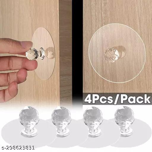 4 PCS Self-Adhesive Drill Free Self-Stick Push Pull Helper, Diamond Crystal Shaped Hook - Springkart 