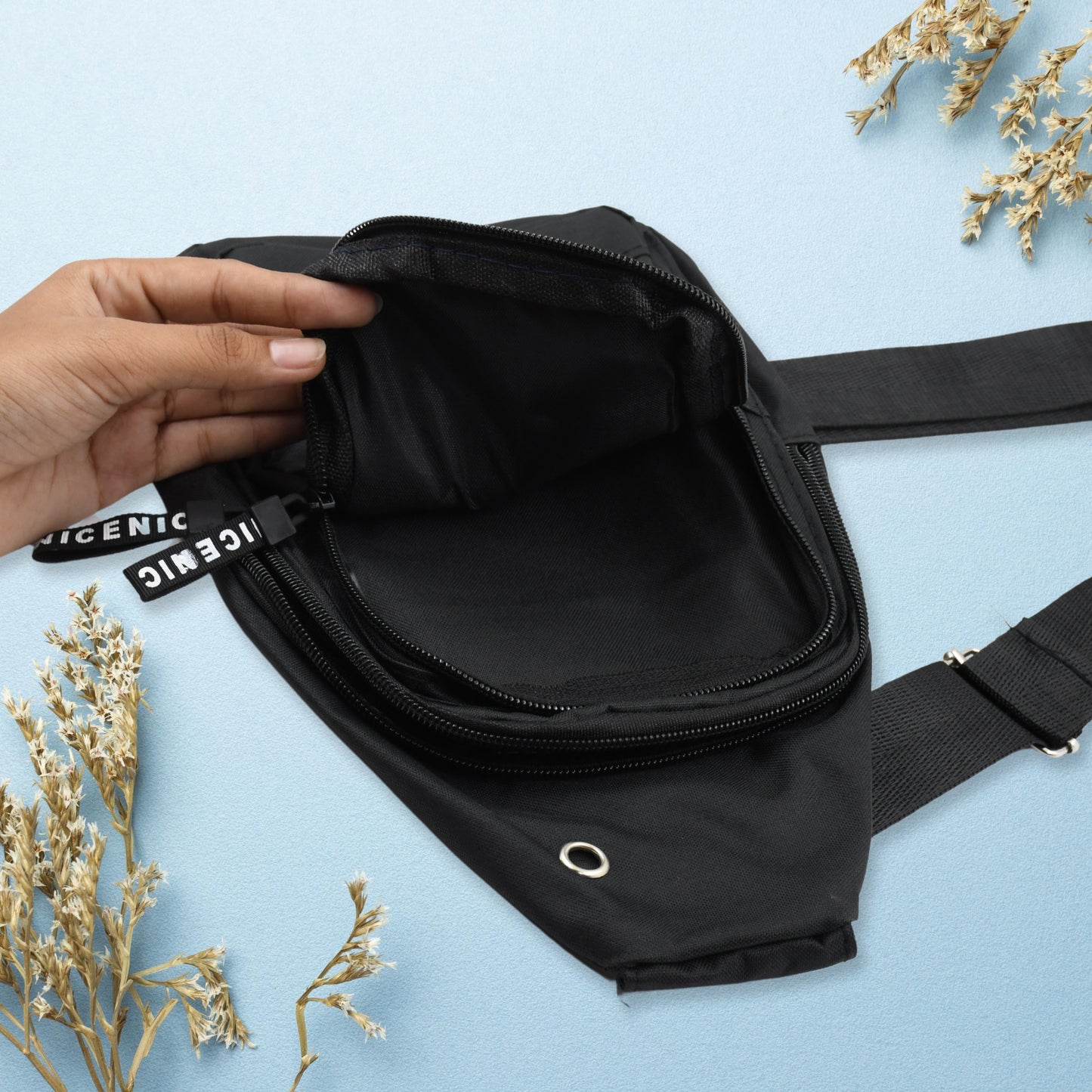 12859 Waterproof Anti Theft Cross-body Fanny Pack Waist Bag Shoulder Bags Chest Men Casual Fashion Usb Charging Earphone Hook Sling Travel Bag (1 Pc) - Springkart 