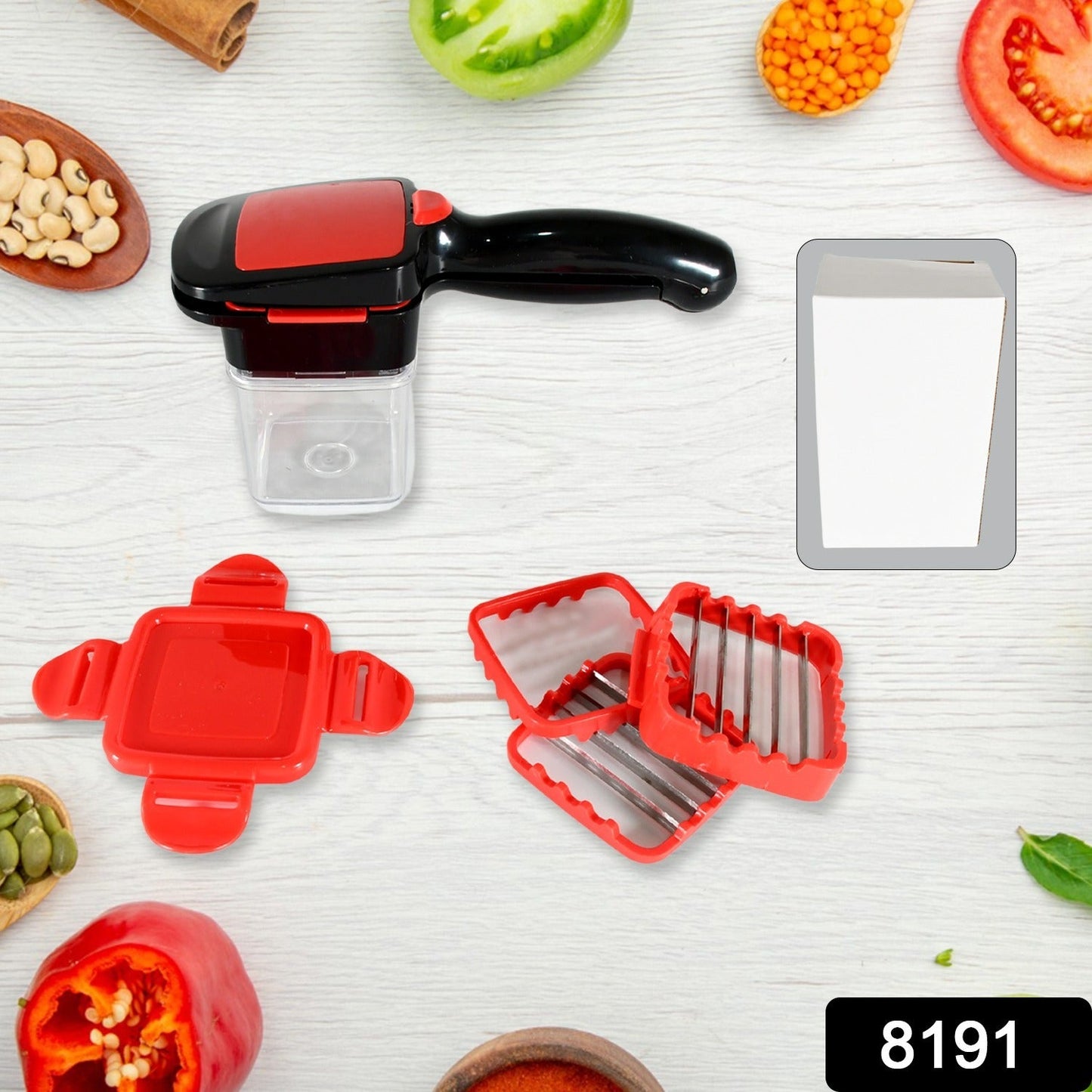 Multifunction Vegetable Cutter Manual Vegetable Quick Dicer Fruit Chopper Slicer with 3 Interchangeable Stainless Steel Blade Inserts, Non-Skid Base Slicer and Chopper - Springkart 