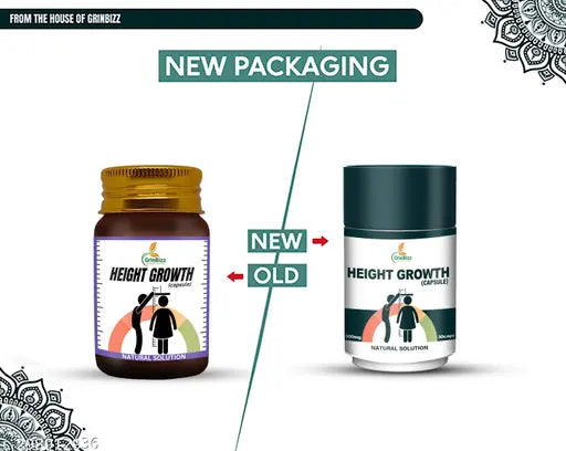 Height Growth Capsule Height enhancement capsules/Herbal height booster solution/Natural height enhancement remedy/Natural growth supplement for height/For Girls & Boys/No Side Effects/(Pack Of 1)(30 Capsule)