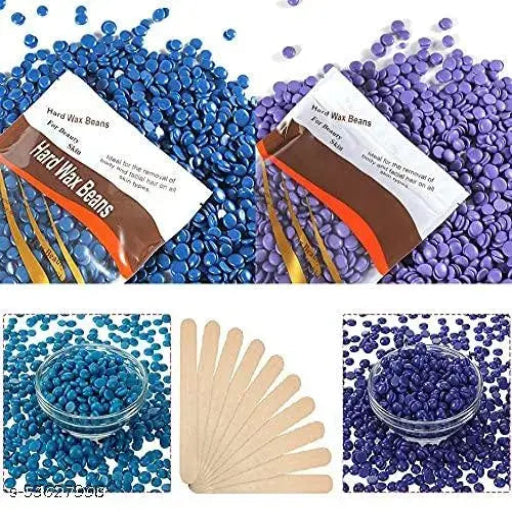 Hard Wax Beans for Hair Removal 200 gm Body Facial Hair Removal Wax Beads Large Refill Faux Pearl Beans with 10 Pieces Waxing Spatulas for Women Men Legs, Face, Underarm, Bikini Wax (200 g)
