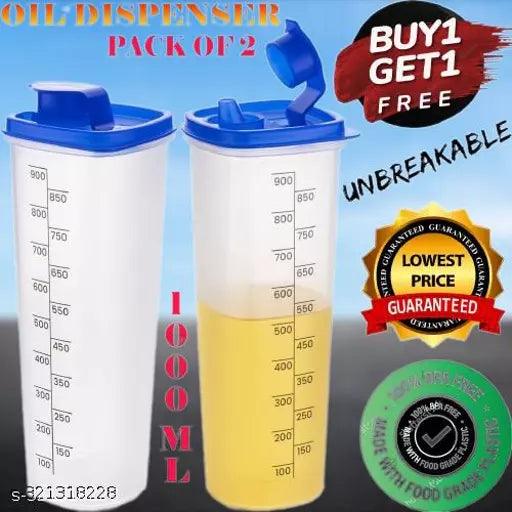 OIL DISPENSER Air-Tight & Leak Proof Plastic Oil Pourer (Set of 2, 1000ml)