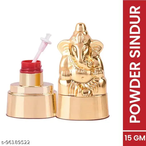 MILA BEAUTE Ganesh Statue Powder Sindoor, Red Sindoor for Women, Organic Sindoor Powder, Kumkum Powder, Sindhuram for Women's Forehead, Sindoor Powder, 15 g (Red Sindoor)