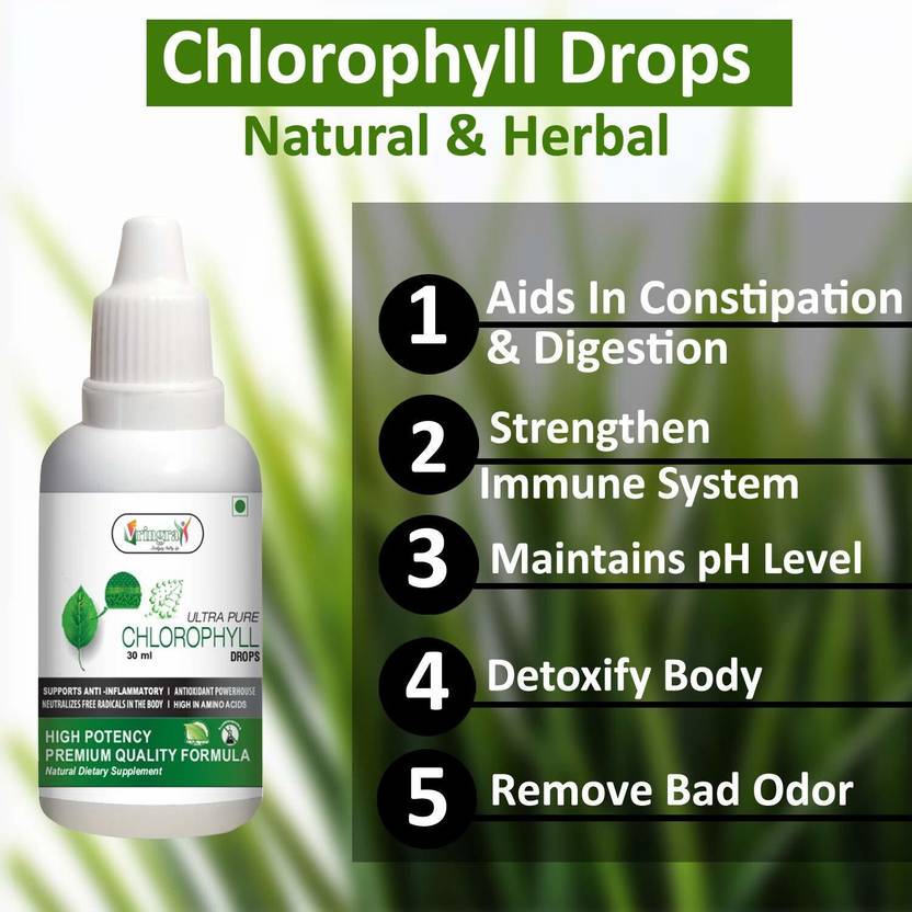 Vringra Chlorophyll Drops - Immunity Booster Drop - Weight Loss 30ml (Pack Of 3) (3 x 30 ml)