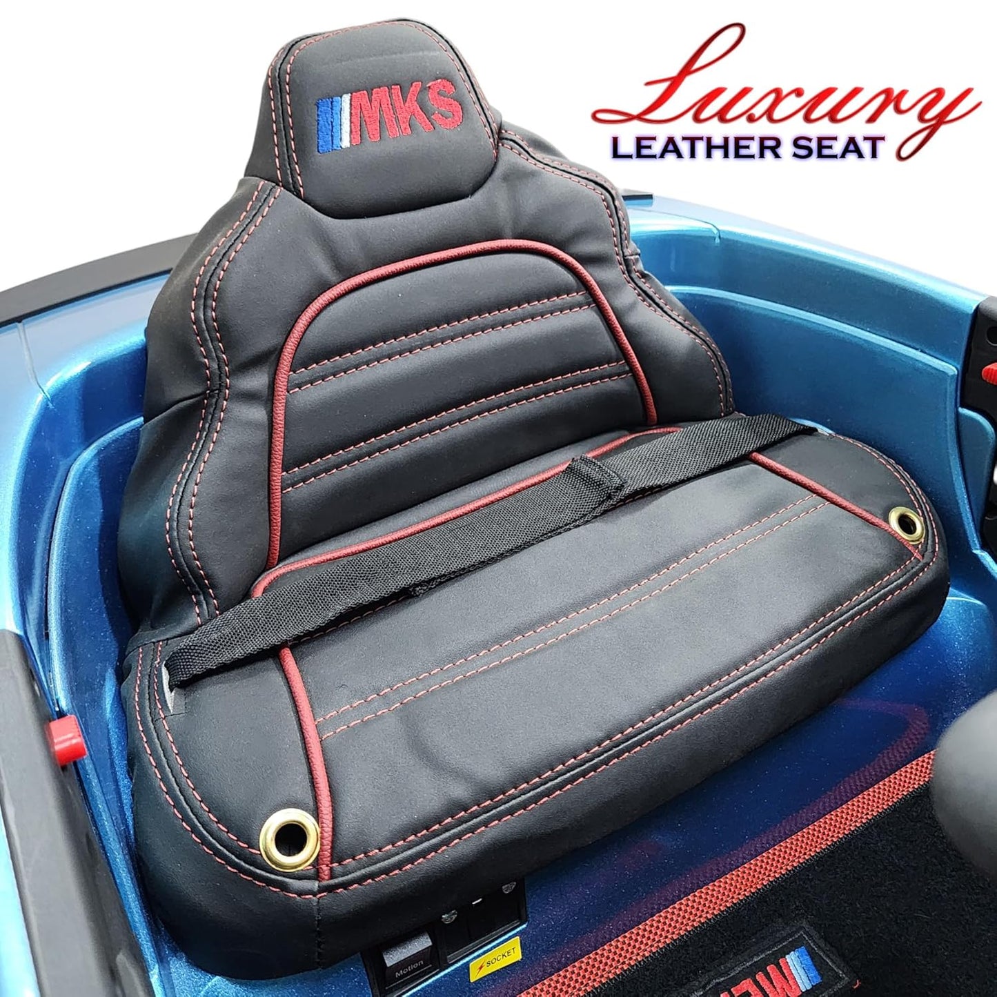 MEKASHI Electric Ride on Car for Kids, Parental Remote, 12V Rechargeable Battery, 3 Speed, LED Lights, Music, Bluetooth, 1 to 7 Years, Swing Function, Long Wheelbase, ISI Mark, MKS003D-Metallic Blue