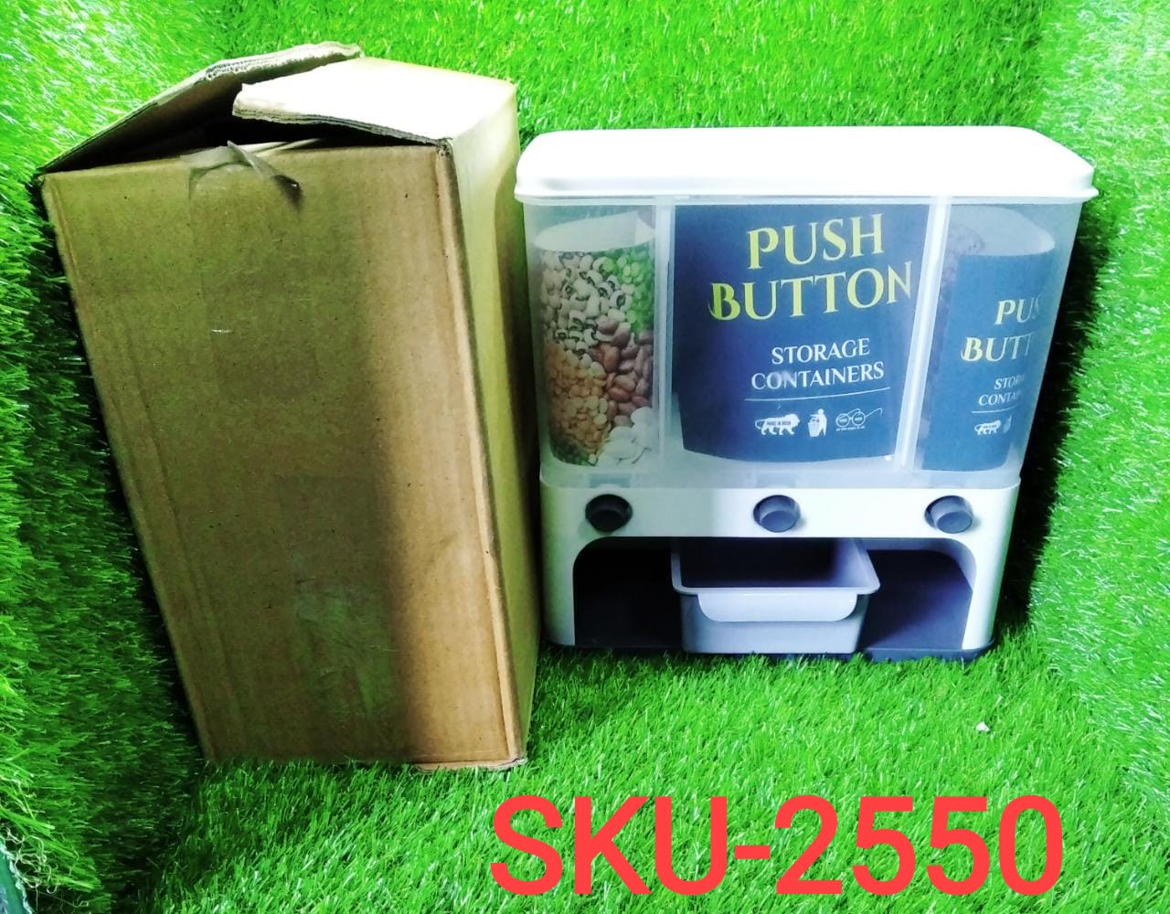 Easy Flow Cereal Dispenser for Kitchen 3 in 1 Push Button Wall Mount Container - Springkart 