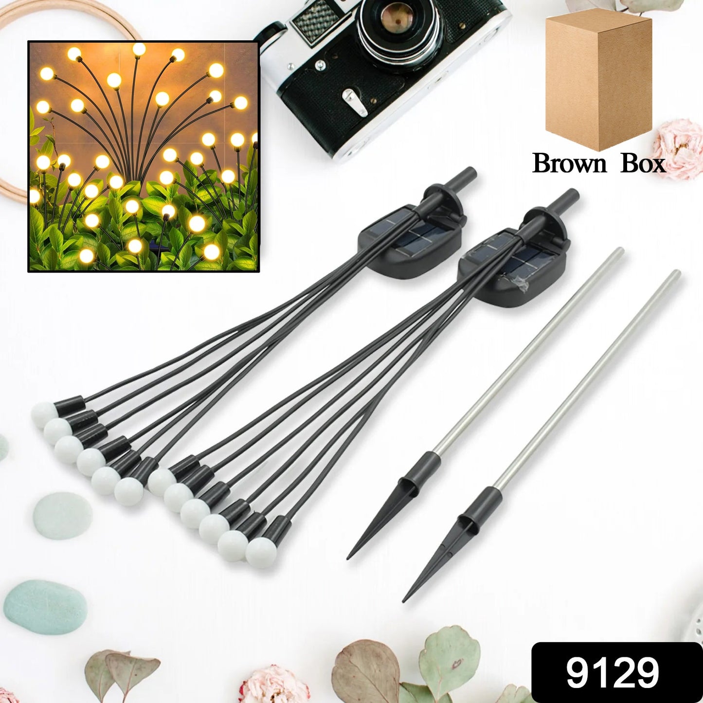Solar Garden Lights, Solar - Powered Firefly Lamp, New Upgraded Solar Firefly Lights Outdoor Waterproof, Solar Outdoor Decorative Lights for Yard Gardening Patio Backyard Pathway Décor (2 PCS Set 12 LED (Warm Light)) - Springkart 