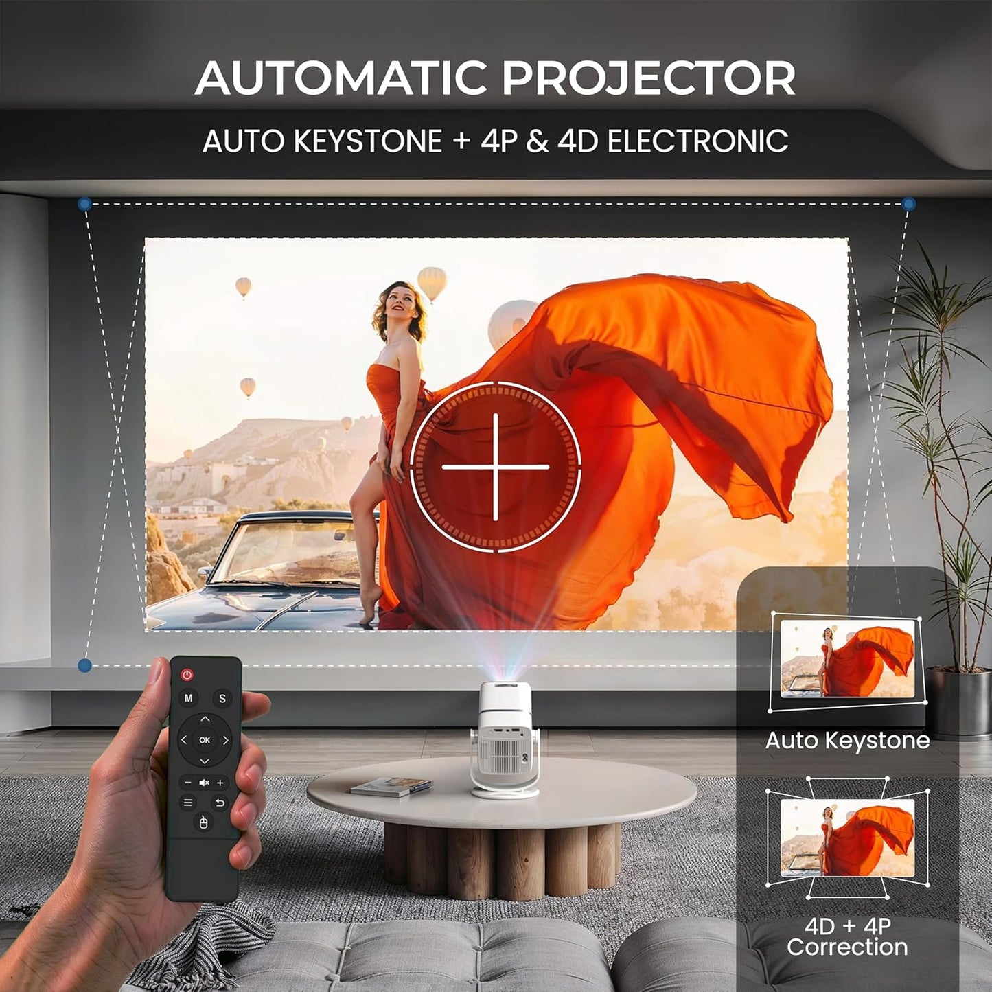 E GATE Atom 3X | Real Full HD 1080p Native, 13.0 Automatic Android Projector | 300 ISO | Rotatable Design | 4K HDR Support | Inbuilt Netflix, Prime | ARC-HDMI, USB, Wifi-6, BT, Screen Mirroring, Egate