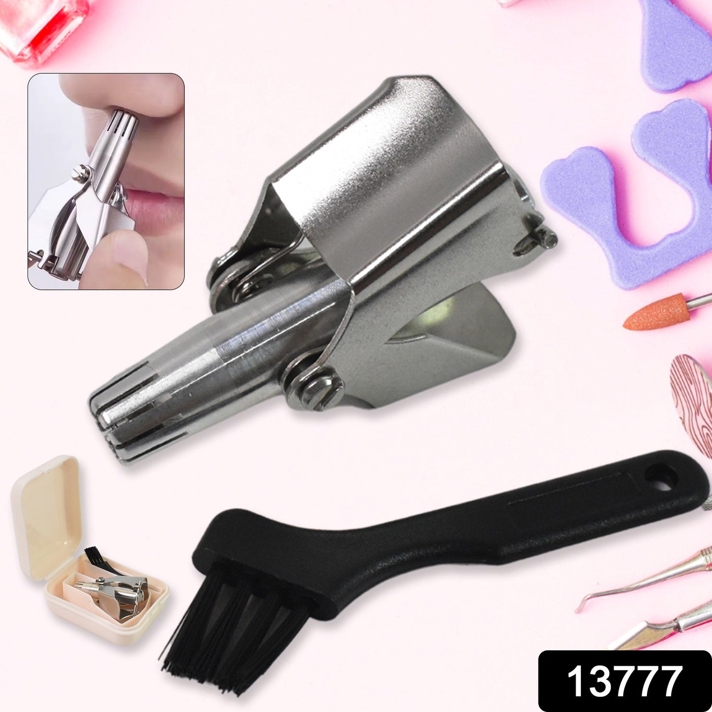 Nose Hair Clipper Stainless Steel Hair Remover (1 Pc With Brush Plastic Case) - Springkart 