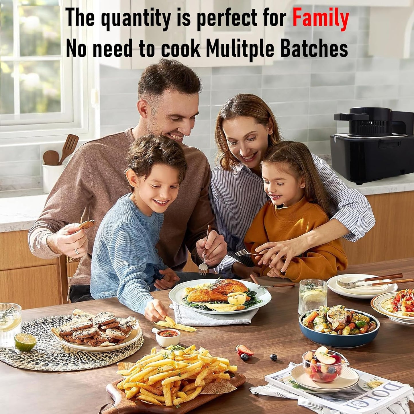 Libra 8 Litre Digital Air Fryer for Home | 1740 Watts Powerful Air Fryer | 9-in-1 Function: Air Fry, Toast, Grill, Bake, Reheat & Keep Warm | Fast & Even Cooking | Feather Touch LED Display Black