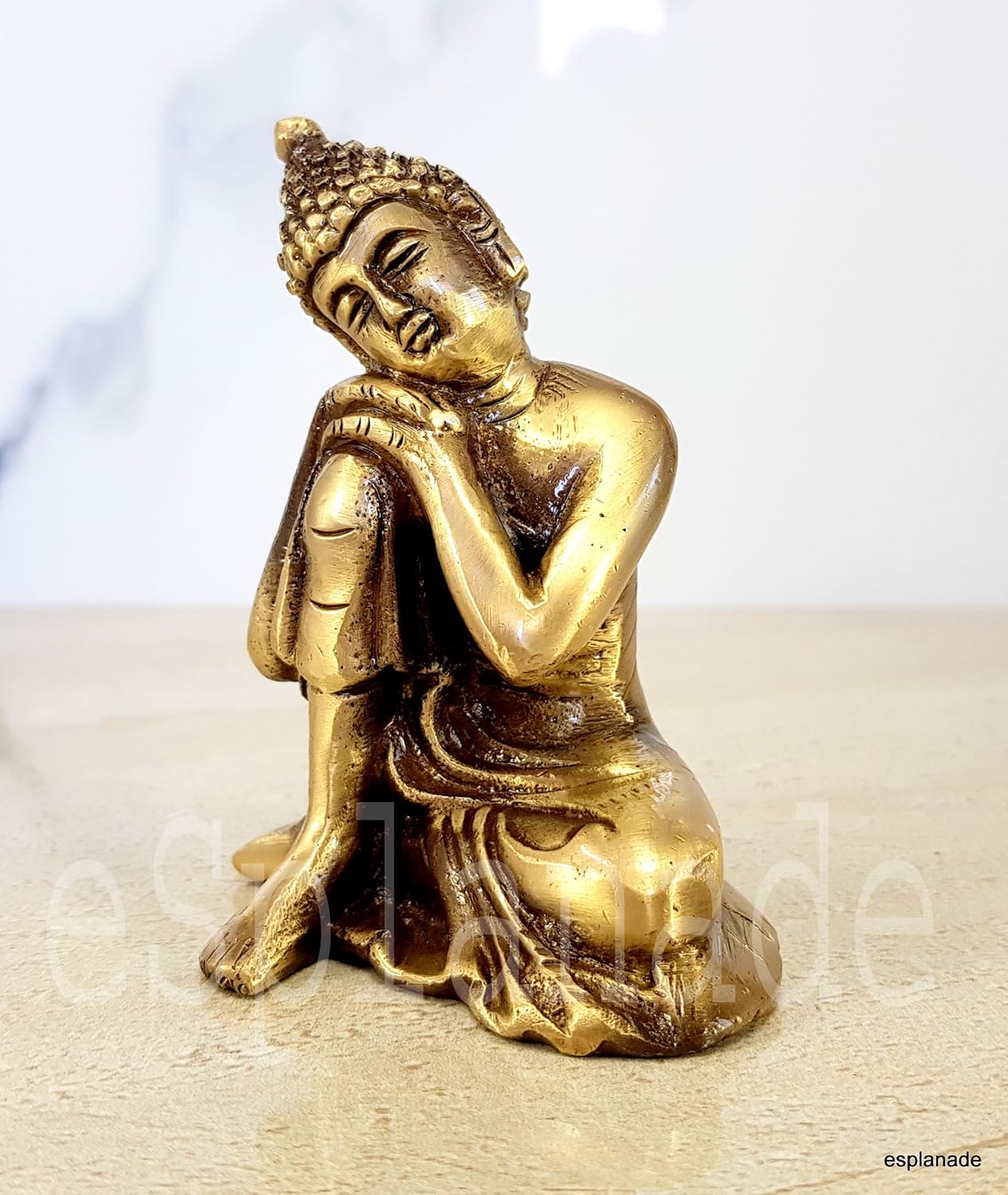 Buddha Showpiece for Home Decor | Brass Resting Buddha Statue for Living Room, Office Table | Tibetan Decorative Items, Antique Idol & Figurine for Room Decor | Housewarming Gifts