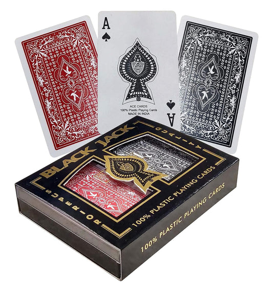 The Ace Card Company Premium Plastic Playing Card Game With Case (2 Decks)For Teen - Made In India, Bridge Size, Waterproof - Multicolor, Pack of 2