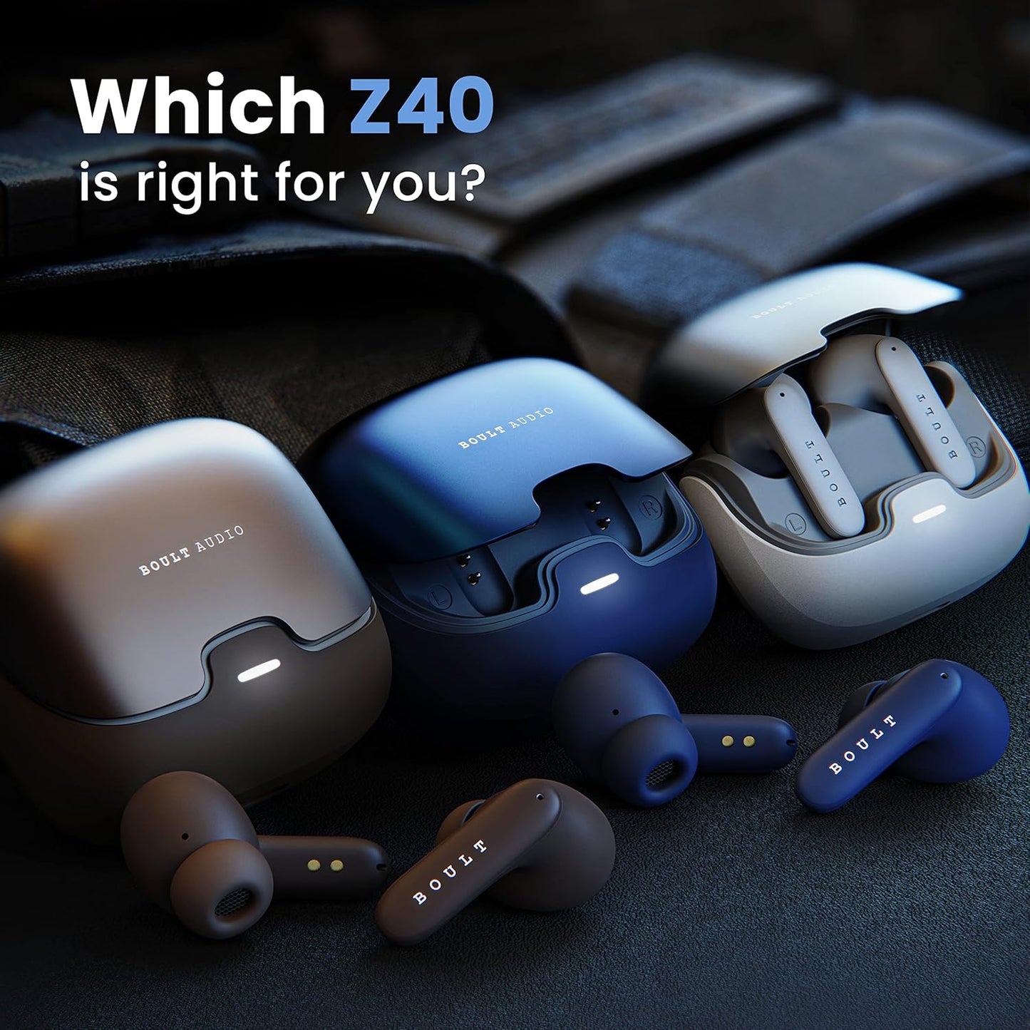 Boult Audio Z40 True Wireless in Ear Earbuds with 60H Playtime, Zen™ ENC Mic, Low Latency Gaming, Type-C Fast Charging, Made in India, 10mm Rich Bass Drivers, IPX5, Bluetooth 5.3 Ear Buds TWS (White) - Springkart 