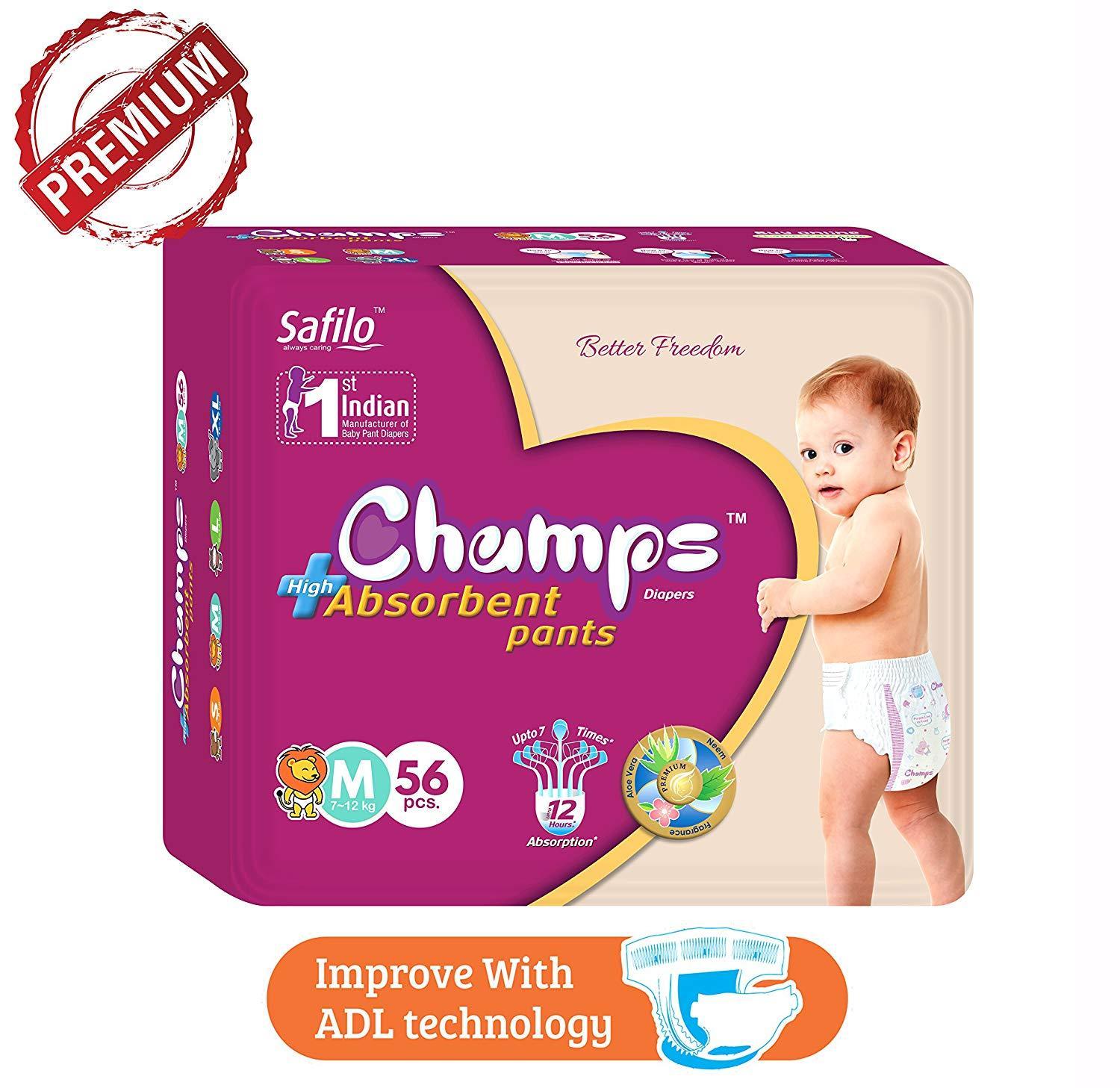 Premium Champs High Absorbent Pant Style Diaper Small, Medium and Large Size Diaper - Springkart 