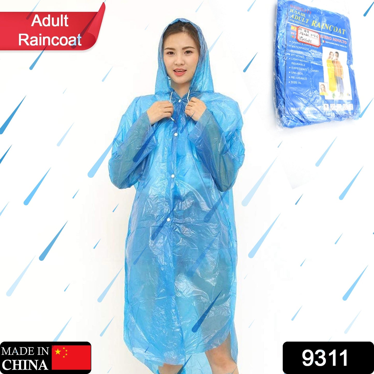 Portable Adult Rain Coat, Raincoat Waterproof Button Cardigan Portable Raincoat Adult Outdoor Traveling Plastic Material Raincoat/Rain wear/Rain Suit for Outdoor Accessory (1pc) - Springkart 