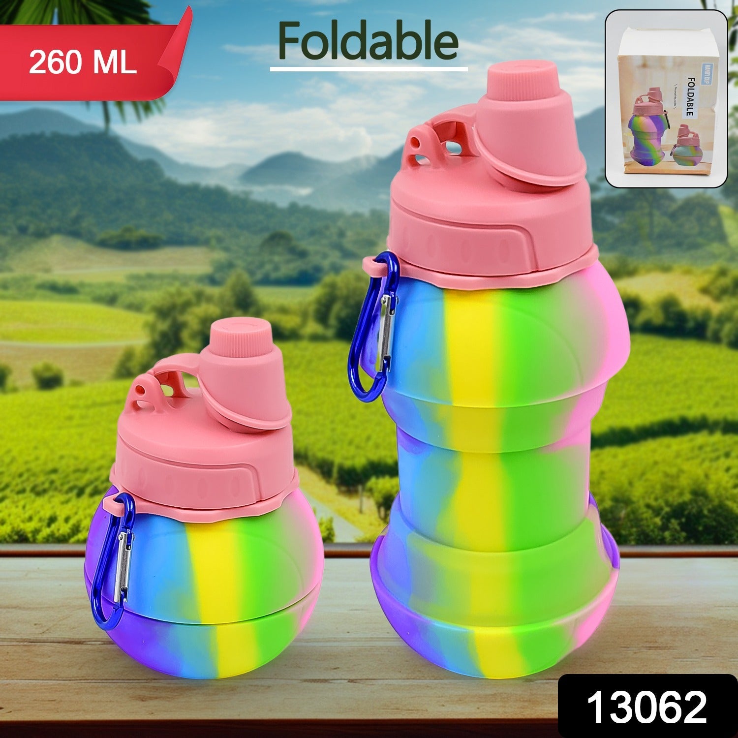 Flexible Collapsible Silicone Sports Water Bottle (260 ML / 20 CM Folding) - Springkart 