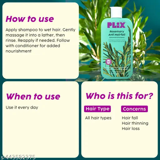 PLIX - THE PLANT FIX Rosemary Anti Hairfall Regime 3% Redensyl Serum, Shampoo & Conditioner Combo