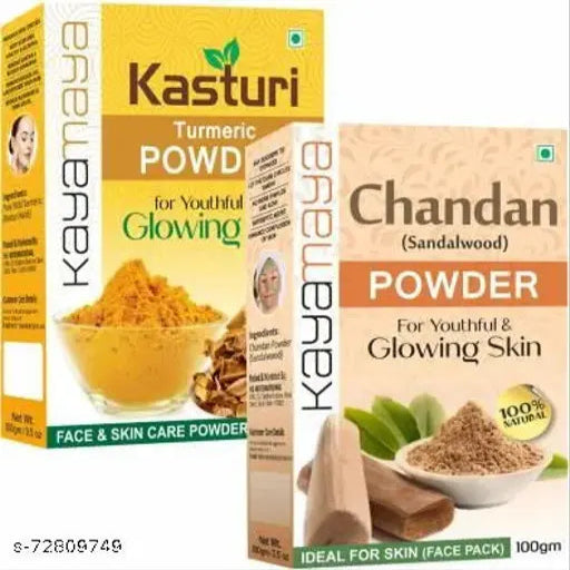 Kasturi Haldi + Sandalwood Face Pack Powder - Combo (200 g) - Springkart 