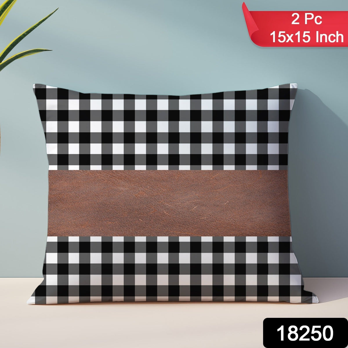 Pillow Covers, Leather & Cotton Cushion Covers (15 × 15 Inch / 1 Pair / 2 Pc) - Springkart 