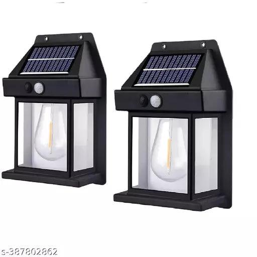 Set of 2 Tungsten Bulb led Solar Outdoor Garden Wall Light with Sensor Wireless ip65 Solar Wall lamp - Springkart 