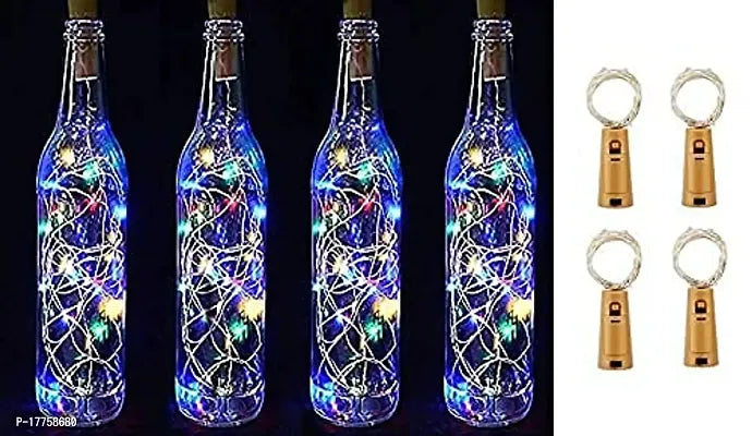 20 LED Wine Bottle Cork Lights with Copper Wire String Fairy Lights 2 Meter Battery Operated (Multicolour) (Pack of 4) - Springkart 