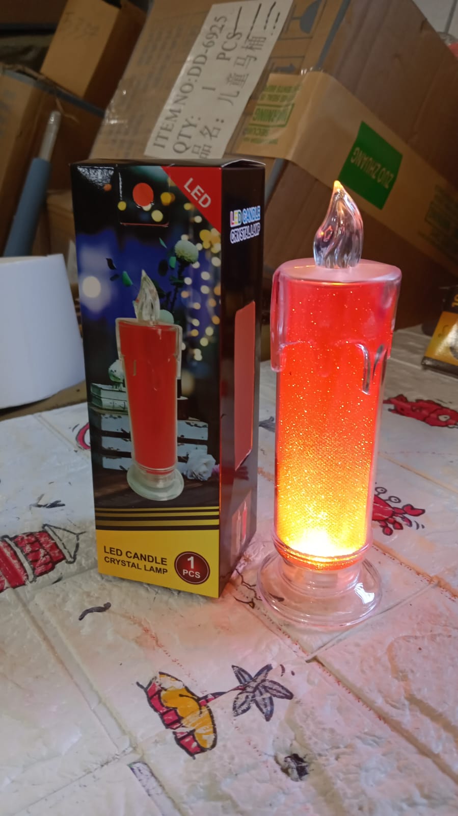 Red LED Flameless Candles Battery Operated Pillar Candles Flickering Realistic Decorative Lamp Votive Transparent Flameless Ornament Tea Party Decorations for Hotel, Scene,Home Decor, Restaurant, Diwali Decoration Candle Crystal Lamp (1 Pc) - Springkart 