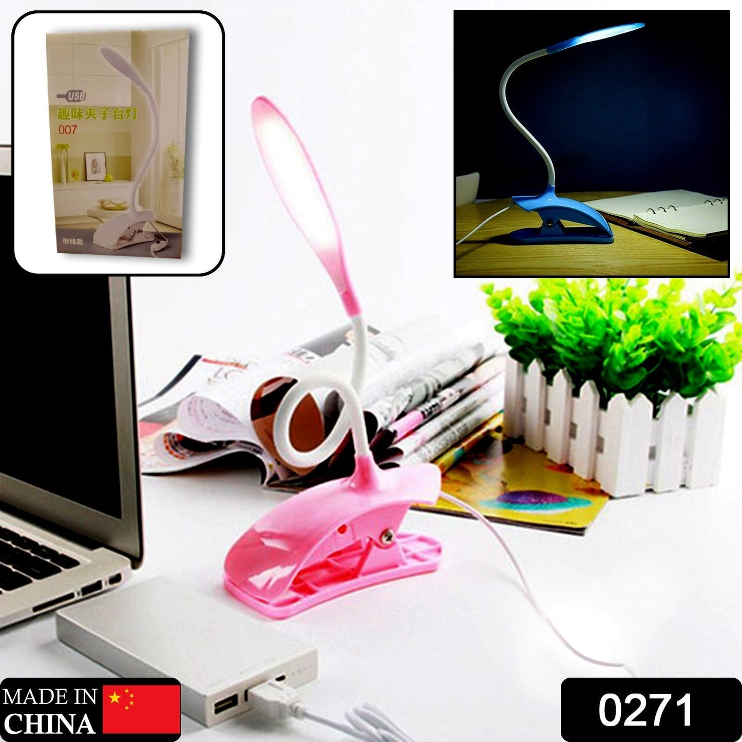 Desk Lamp Adjustable Gooseneck USB Rechargeable 3 modes of Lighting, Reading Lamp for Dorm White, Study Desk lamp Suitable for Girls College Bedroom Reading - Springkart 