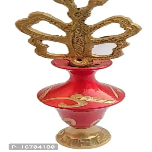 Antique mughal Design Brass Item / Brass Item(Color-red)(Material-Brass)(size-13cm,Medium) Pack of 1 Set. (red)