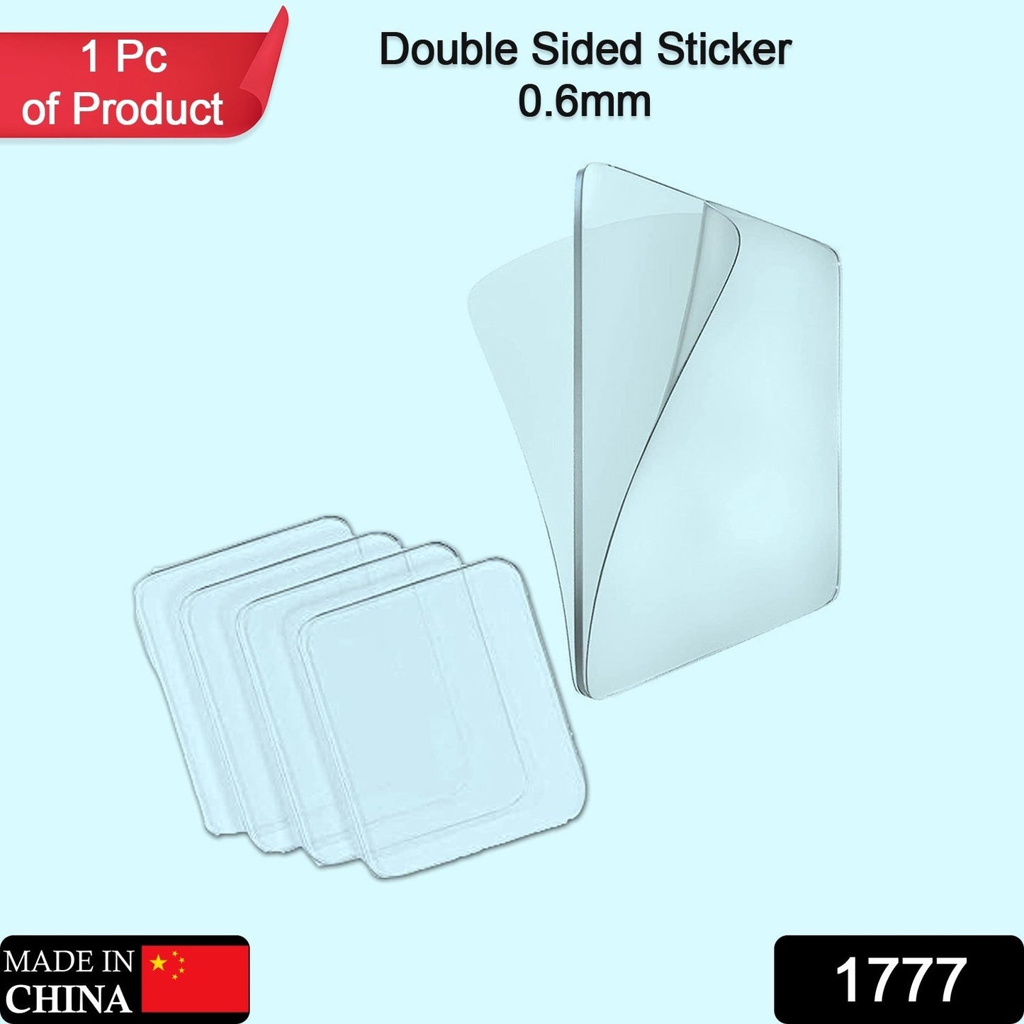 New Double Side Tape Sticker Strong Waterproof Wall Indoor Nano Adhesive No Trace Gel Clear Industrial Multipurpose Removable Use for Bedroom, Home, Kitchen, Hotel (0.6mmx1pc) - Springkart 