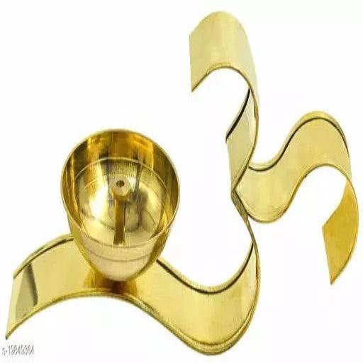 Golden Brass Om Diya Oil Puja Lamp Decorative for Home.Mandir Size :(5.5 Inches Length x 3 Inches Height x 1 Inches Width)