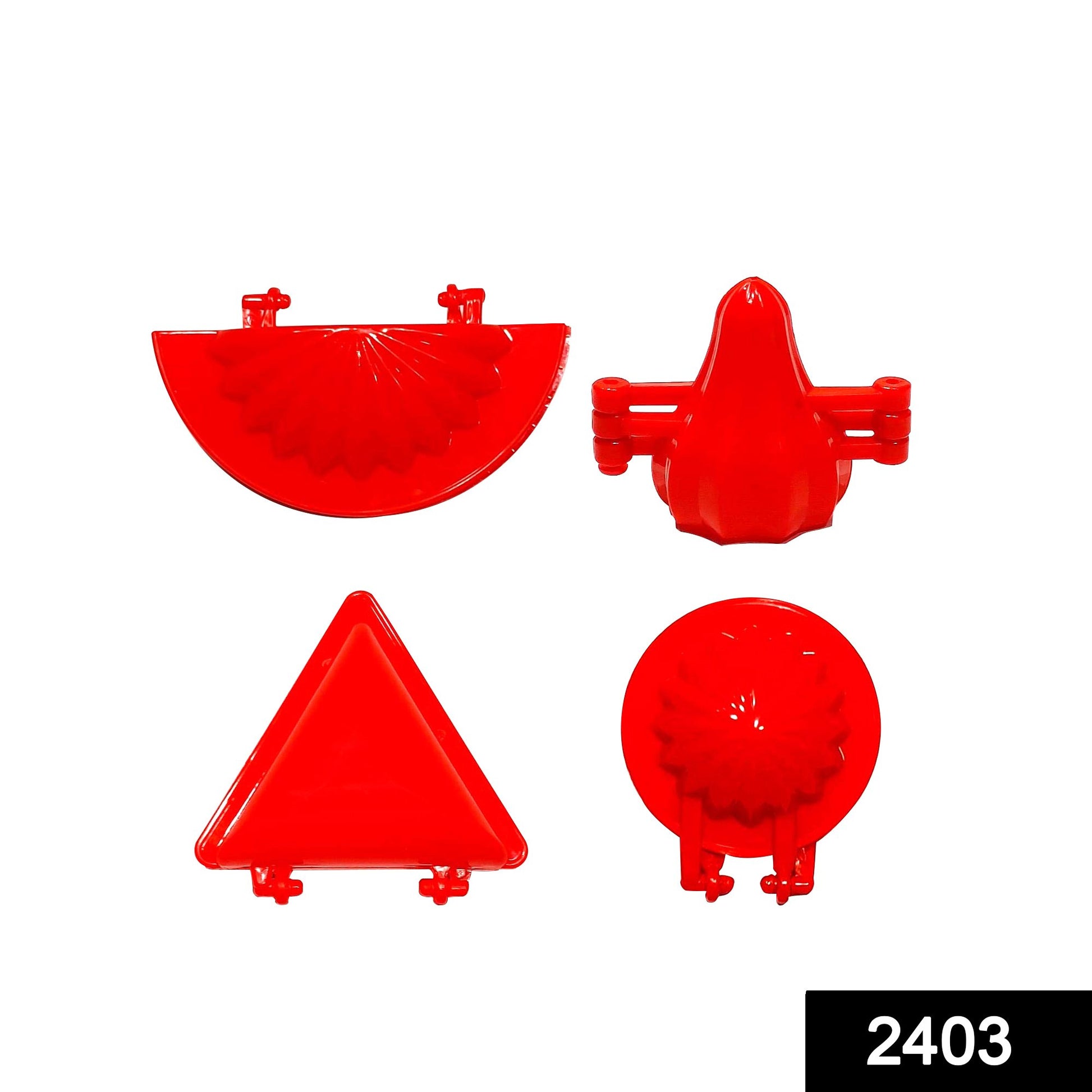 2403 4 Pcs Plastic Red Kitchen Tool Mould Dough Press - Springkart 
