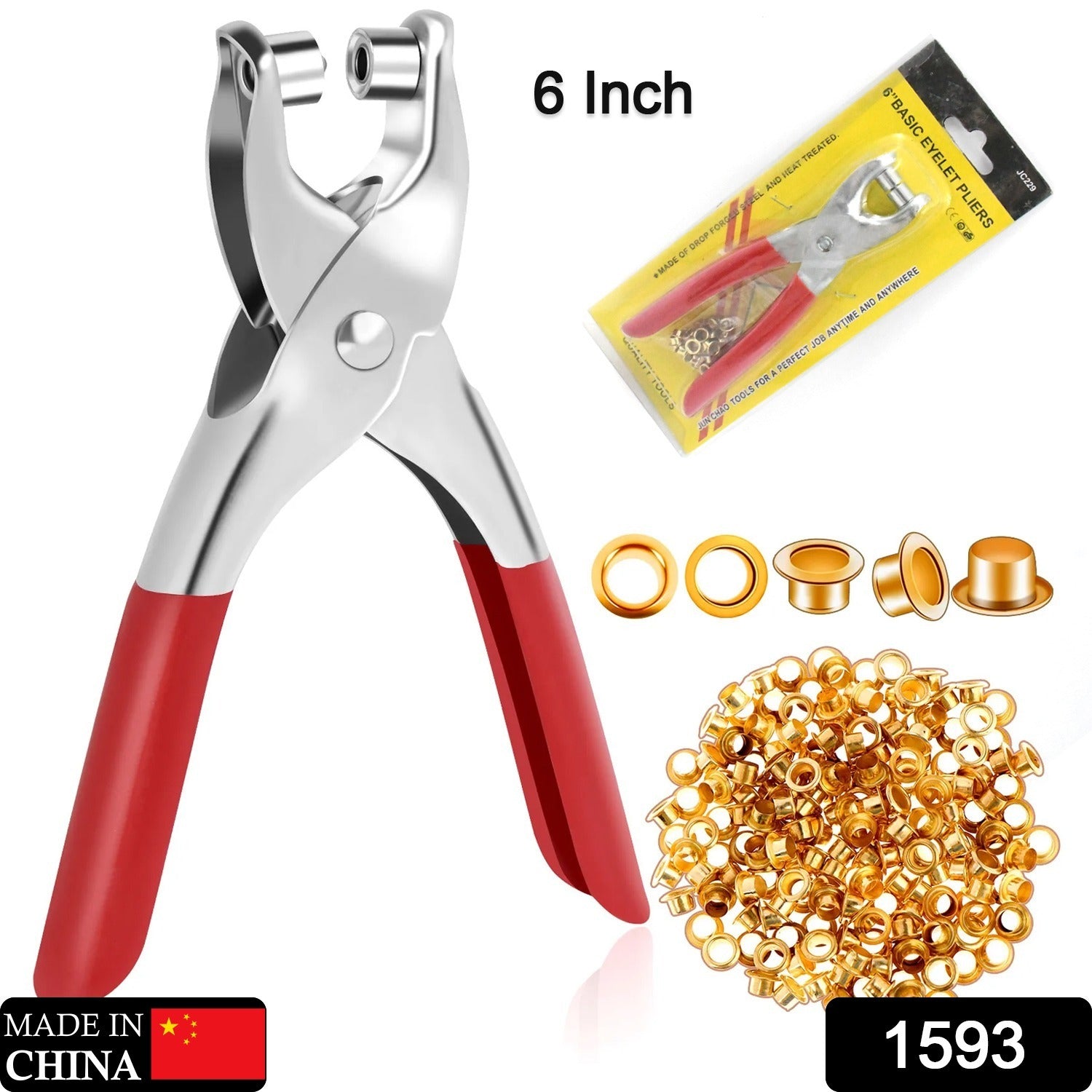 1593 Grommet Setting Tool With 25 Pcs Gold Eyelets Grommets Steel Hole Punch Setter Kit For Leather Canvas All Fabrics Men And Women Clothes Shoes Belts Bags Crafts - Springkart 