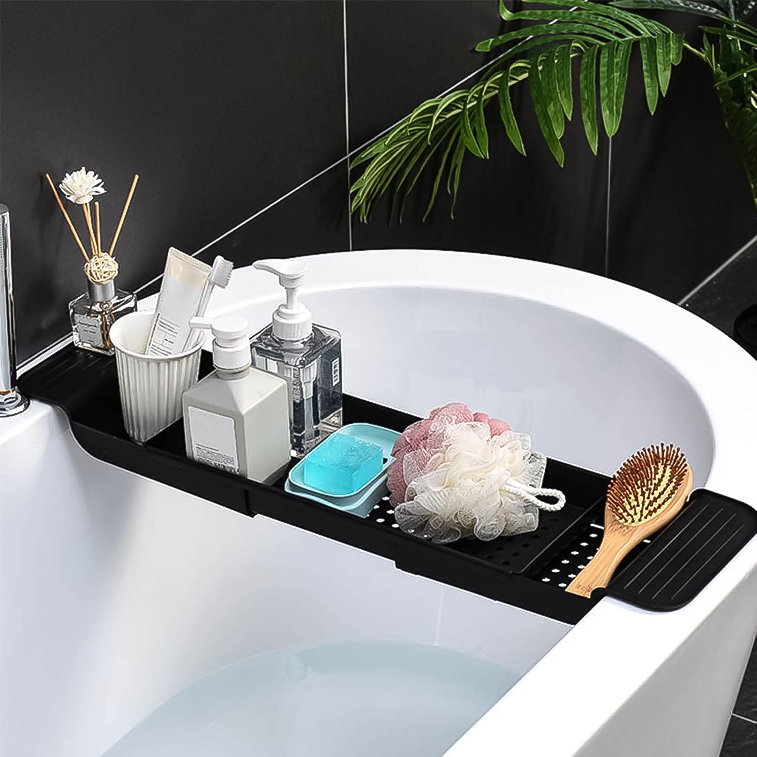 Retractable Bath Caddy Retractable Bathtub (78 Cm Long Adjust 1 Pc With Brown Box) - Springkart 