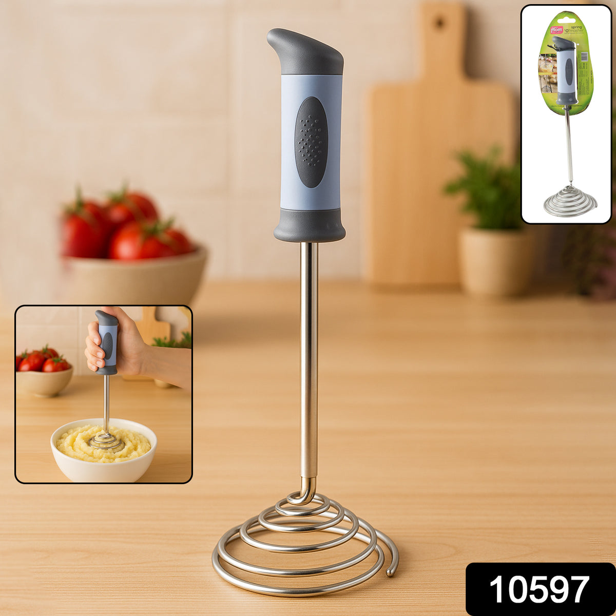 Supermom Spring Omasher Heavy Duty Stainless Steel Vegetable  Potato Masher
