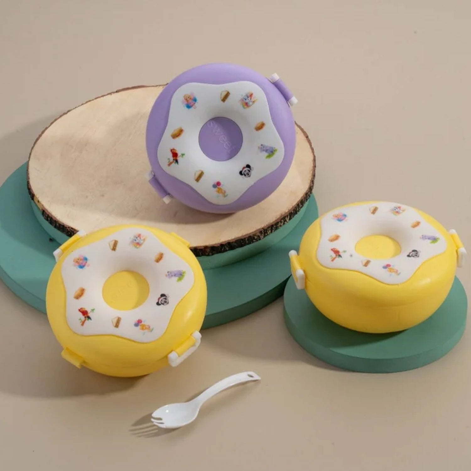 Donut Shaped Double Insulated 3 Compartment Lunch Box (1 Pc Mix Color) - Springkart 