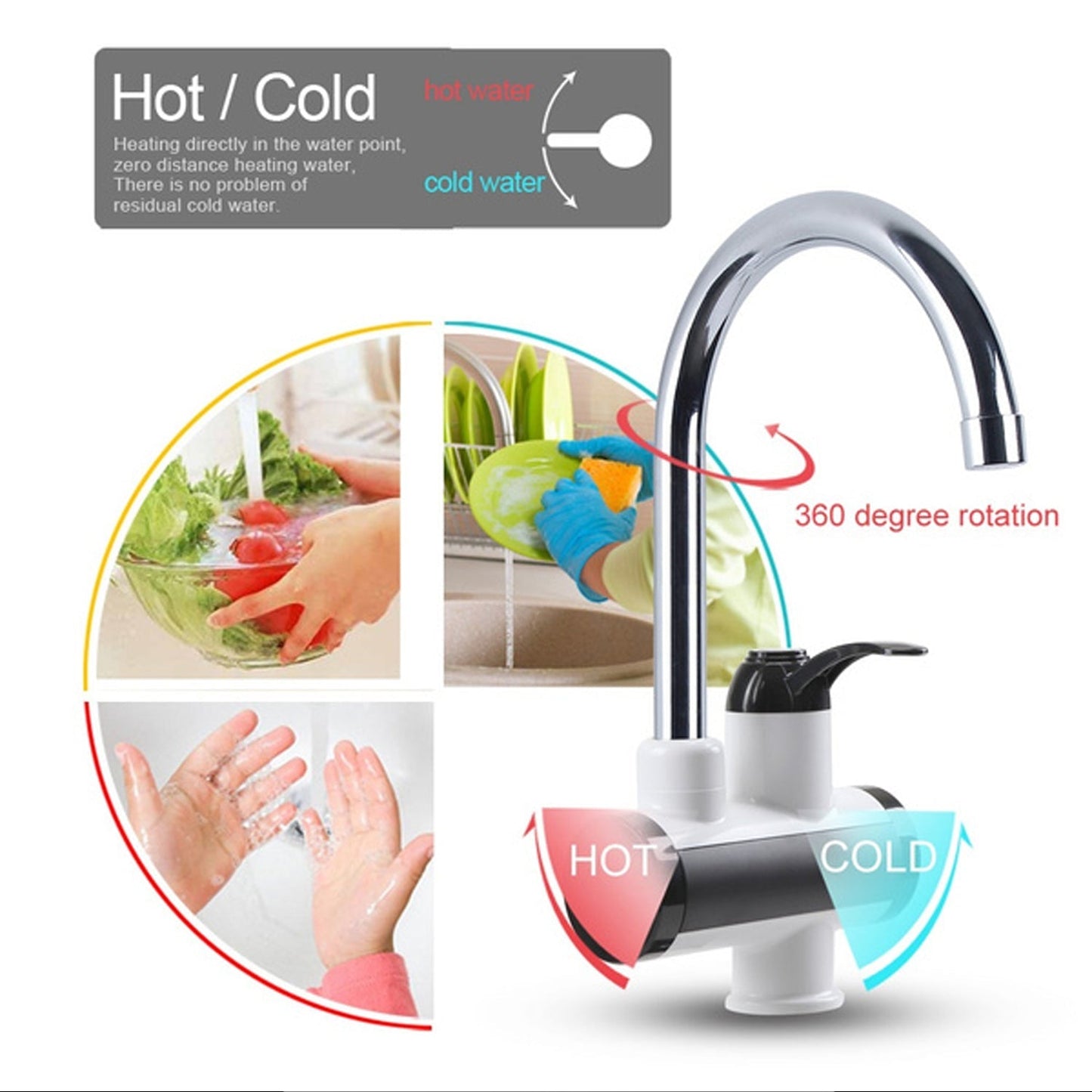 Stainless Steel LED Digital Display Instant Heating Electric Water Heater Faucet Tap, Geyser - Springkart 