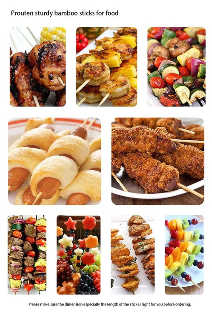 Camping Wooden Color Bamboo BBQ Skewers Barbecue Shish Kabob Sticks Fruit Kebab Meat Party Fountain Bamboo BBQ Sticks Skewers Wooden (30cm) - Springkart 